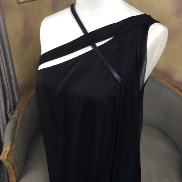 MaxStudio silk mesh chiffon one shoulder cocktail dress, size 6 - Picture 2 of 10